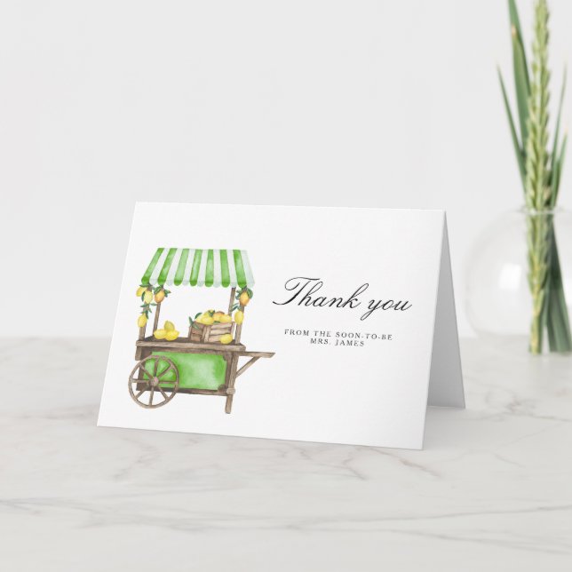 Cartão Lemon Citrus - bridal shower thank you card (Frente)