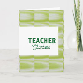 Cartão Lemon green white stripes teacher professor name c