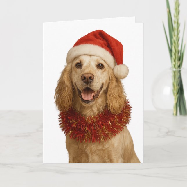 Cartão Lemon roan Cocker Spaniel Happy Christmas card (Frente)