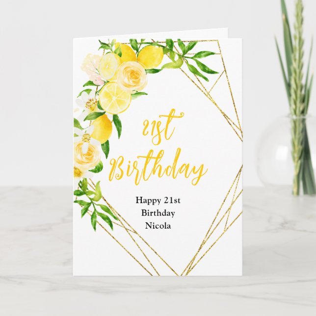 Cartão Lemons and Foliage Birthday (Frente)