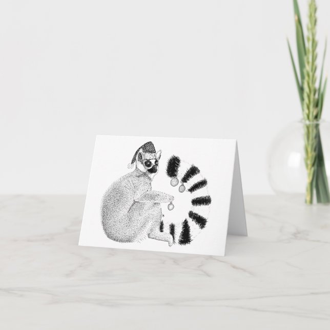 Cartão Lemur de Natal (Frente)