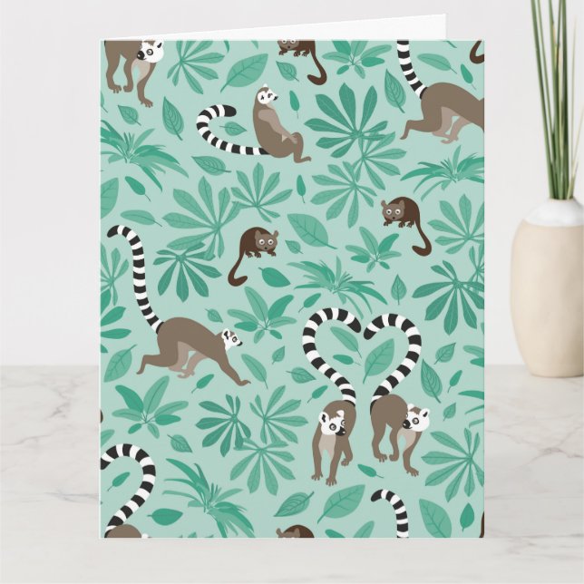 Cartão Lemur love mint leaves (Frente)