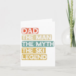 Cartão Lenda do Pai de Esqui Esquiando no Dia dos Pais Es