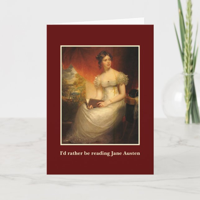 Cartão Lendo Jane Austen (Frente)