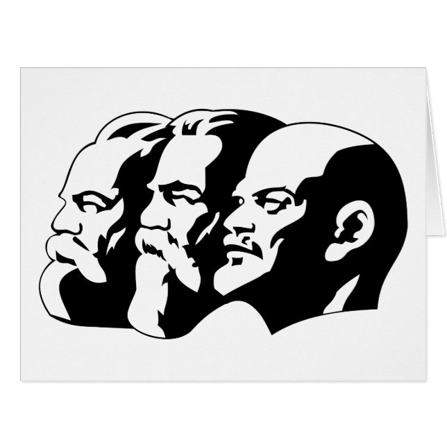 Cartão Lenin, Marx, Engels, União Soviética, Comunismo (Frente horizontal)