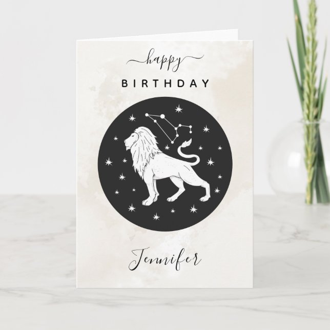 Cartão Leo Astrology Zodiac - Sinal de Estrela Horoscópio (Frente)