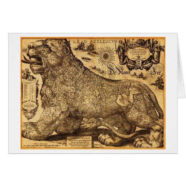 Cartão Leo Belgicus dos Países Baixos e da Bélgica (Frente Horizontal)