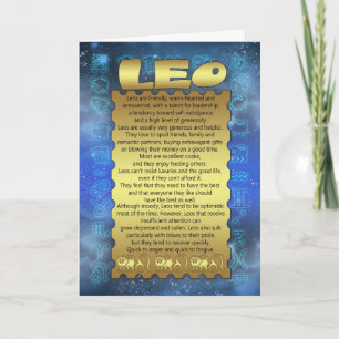 Cartão Leo Birthday Card - Zodiac Birthday Card - Leo