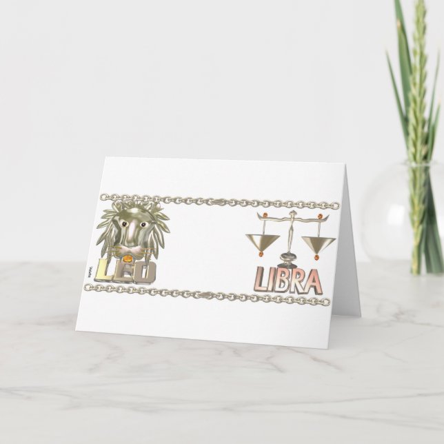 Cartão Leo Libra Zodiac Amizade presentes em Valxart.com (Frente)