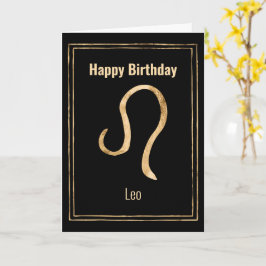 Cartão Leo Lion gold astrologia zodiac Feliz aniversário