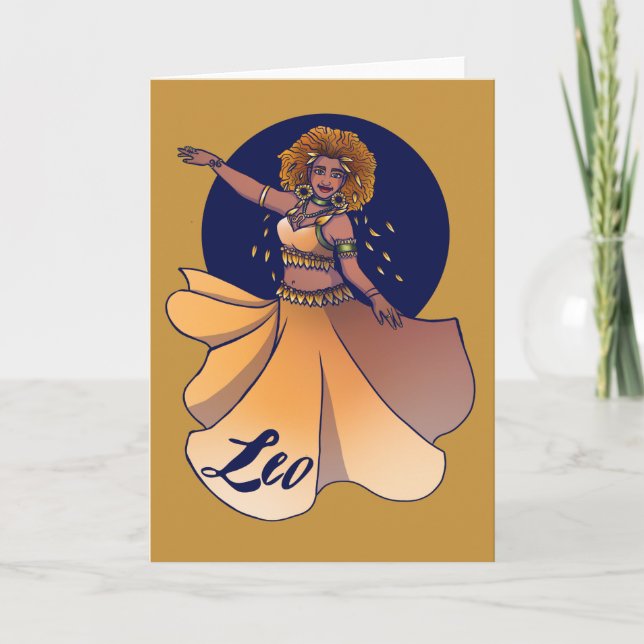 Cartão Leo Zodiac Belly Dancer Goddese (Frente)