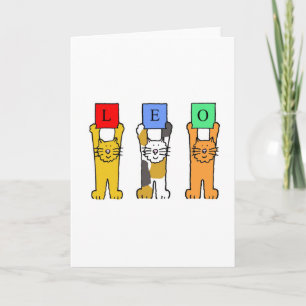 Cartão Leo Zodiac Sign Cartoon Cats