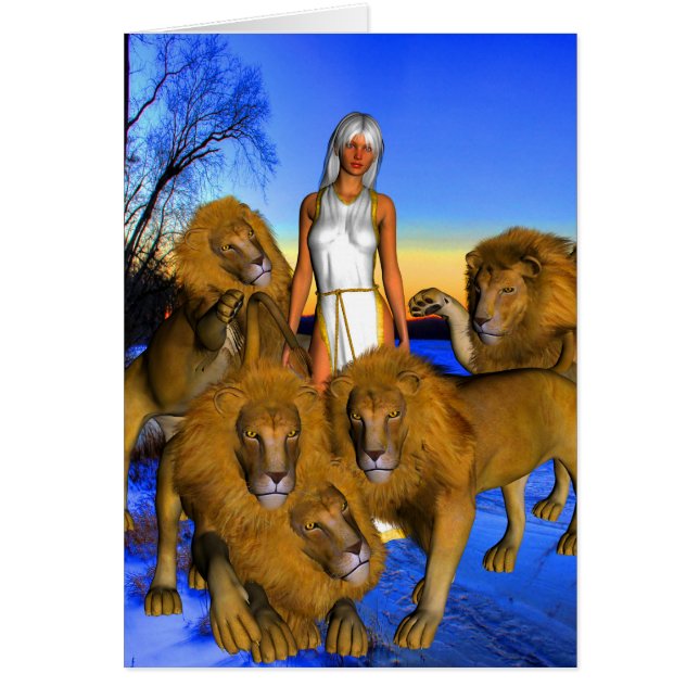 Cartão Leões no inverno (Frente)