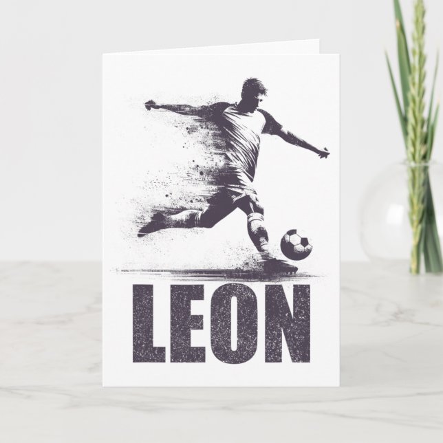 Cartão Leon Soccer Boys Personalized First Name Leon  (Frente)