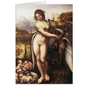Cartão Leonardo da Vinci - Leda e a cisne