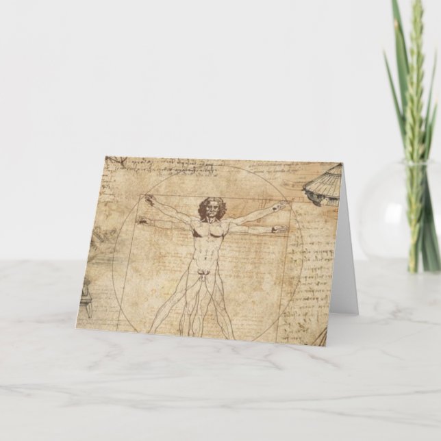 Cartão Leonardo Da Vinci The Vitruvian Man (Frente)