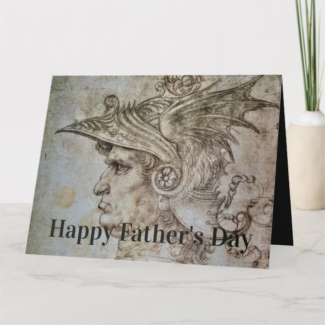 Cartão Leonardo’s Helmeted Warrior (Frente)