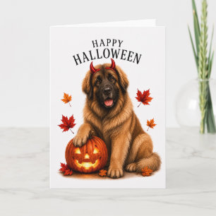 Cartão Leonberger Diabo do Halloween