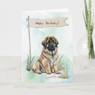 Cartão Leonberger Dog Breu Ao Ar Livre Sob Sinal De Anive