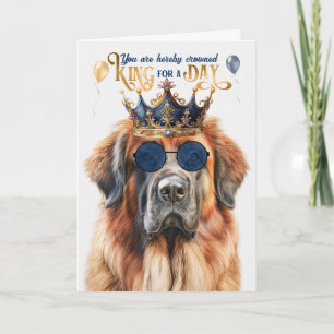 Cartão Leonberger Dog King para um dia de aniversário eng