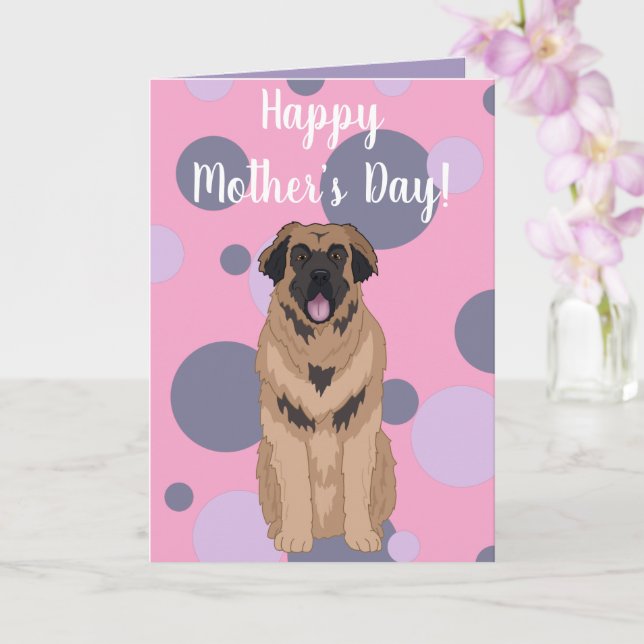 Cartão Leonberger para o Dia da Mãe (Orquídea)