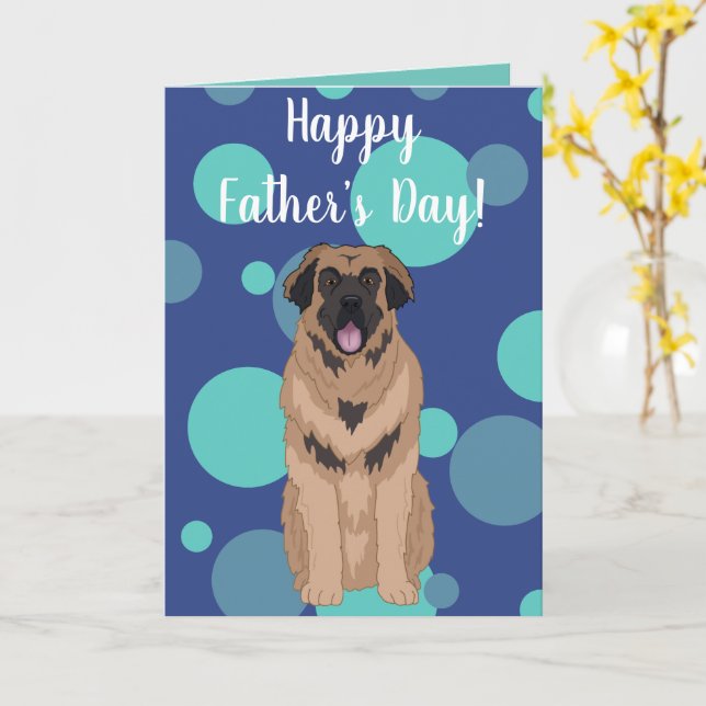 Cartão Leonberger para o Dia do Pai (Flor Amarela)