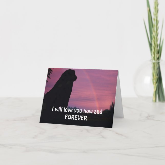 Cartão Leonberger waiting at the Rainbow Bridge (Frente)