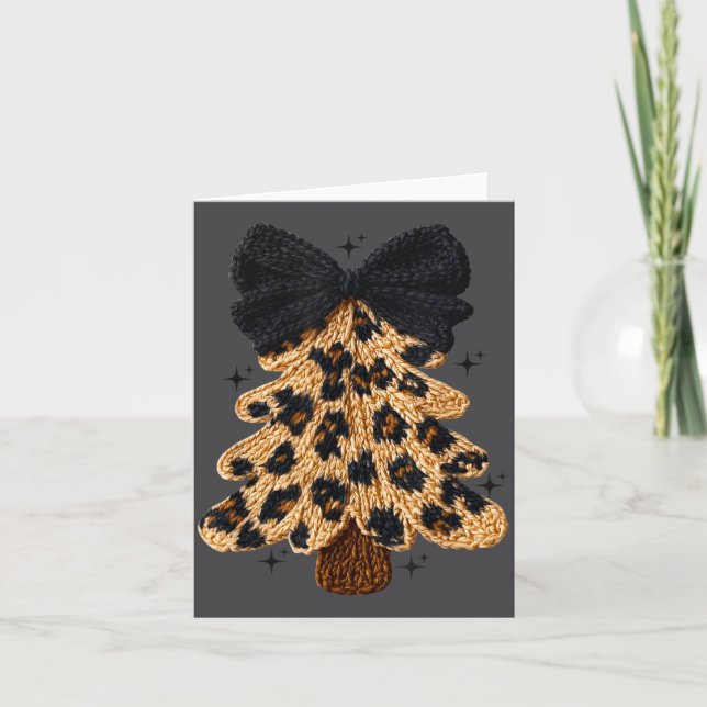 Cartão Leopard Christmas Tree,christmas Coquette Bow Yarn (Frente)