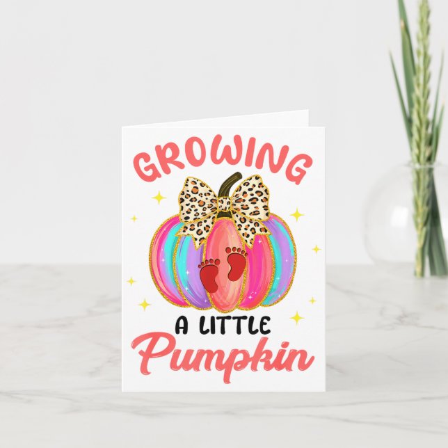Cartão Leopard Growing Little A Pumpkin Fall Vibes Thanks (Frente)