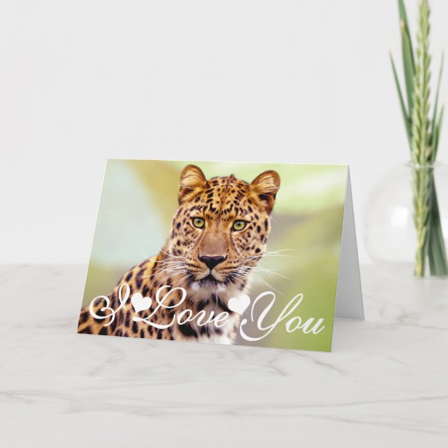 Cartão Leopard Photograph Image I Love You (Frente)