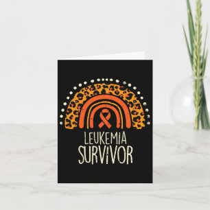 Cartão Leopard Rainbow Orange Ribbon Survivent Leucemia A