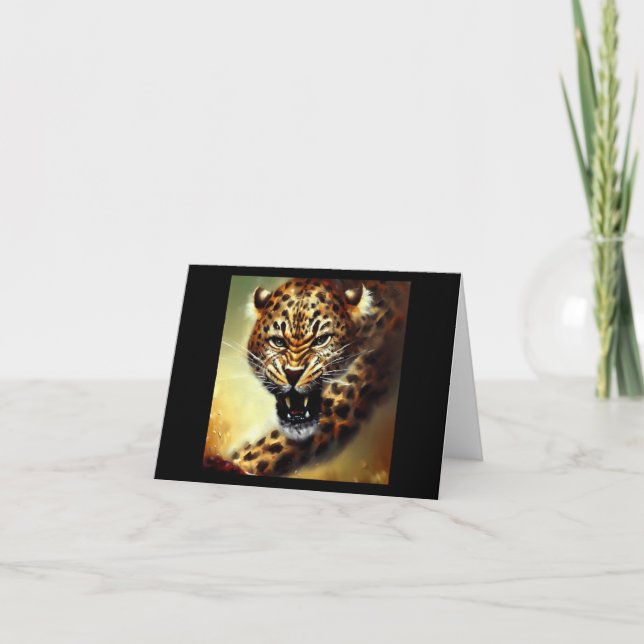 Cartão Leopardo (10) Gato selvagem (Frente)