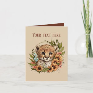 Cartão Leopardo bebê bonito adiciona texto para qualquer