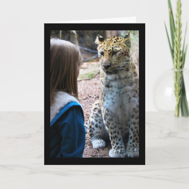 Cartão Leopardo e Criança (Frente)