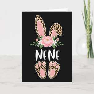Cartão Leopardo Floral Nene Coelho Feliz Páscoa Primavera