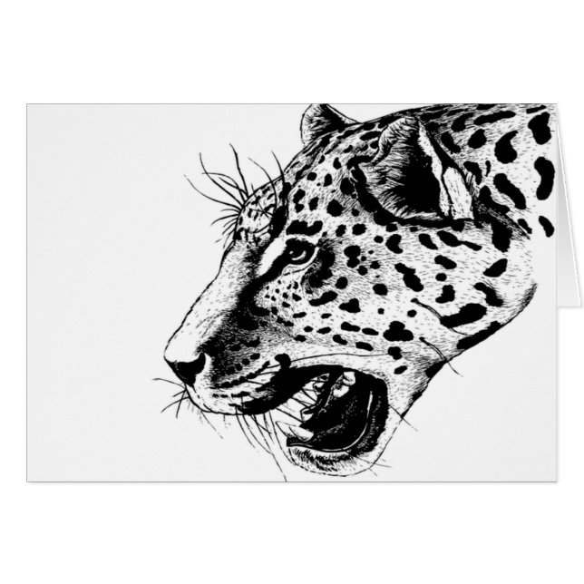 Cartão Leopardo Preto E Branco (Frente Horizontal)