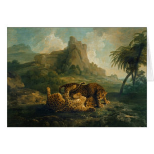 Cartão Leopardos de George Stubbs   no jogo, c.1763-8