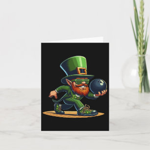 Cartão Leprechaun Boliche Bowler Tee Rua.Patricks Dia Cri