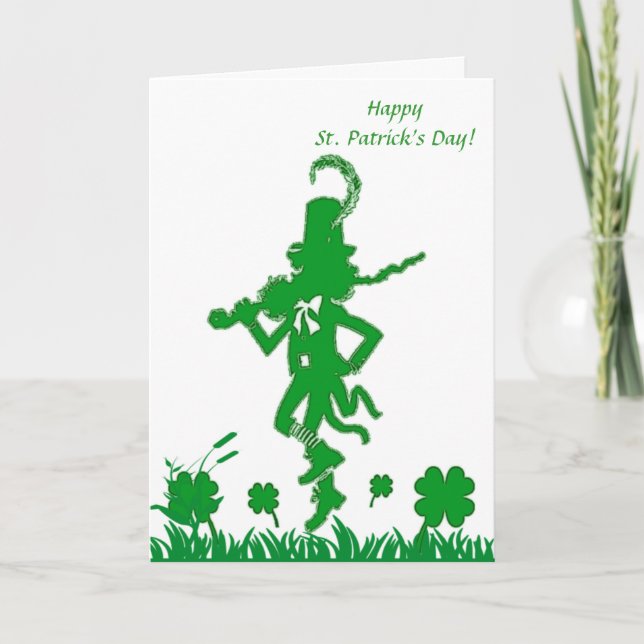 Cartão Leprechaun do Dia de Patrick (Frente)