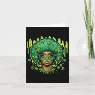 Cartão Leprechaun Feminino Afro-Americano Preto Dia de Sã