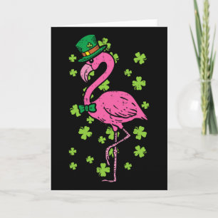 Cartão Leprechaun Flamingo Shamrock Dia de São Patrício A