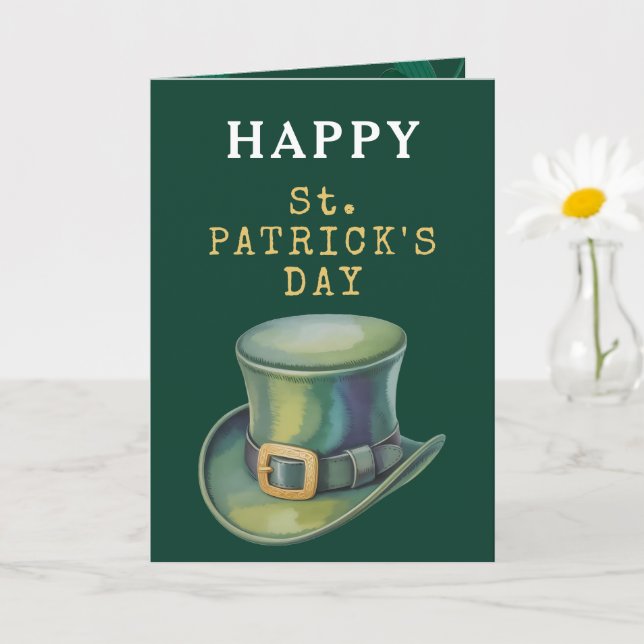 Cartão Leprechaun Hat Happy St Patrick Day Card (Planta pequena)