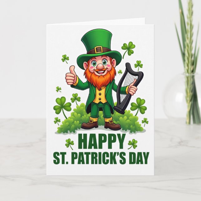 Cartão Leprechaun Joy Faux Gold Foil Card (Frente)