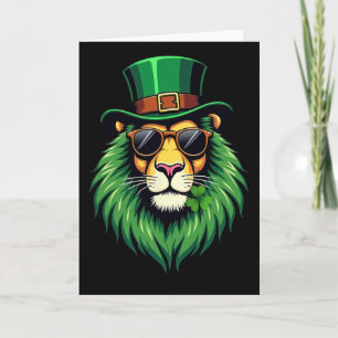 Cartão Leprechaun Leão Dia de São Patrício Trevo Irlandês
