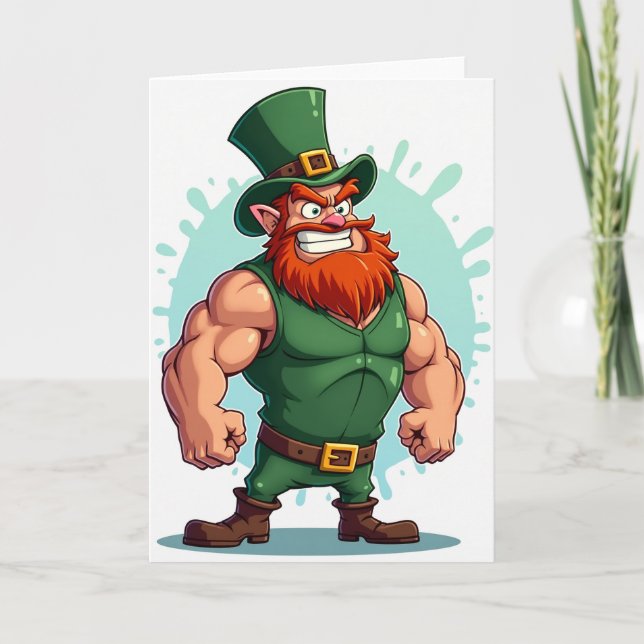 Cartão Leprechaun Power St Patricks Card (Frente)