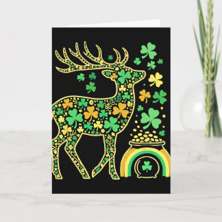 Cartão Leprechaun Shamrock Veado Dia de São Patrício Femi