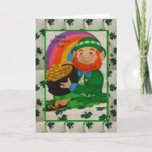 Cartão Leprechaun Shamrocks Happy St. Patrick's Day Card