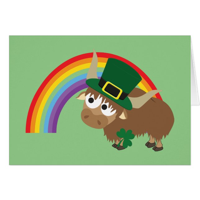 Cartão Leprechaun Yak (Frente horizontal)