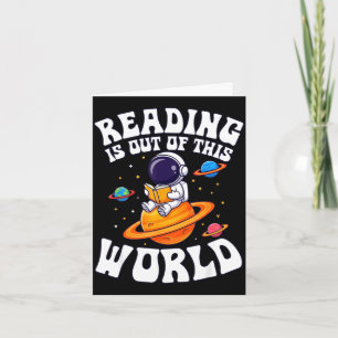 Cartão Ler é fora deste mundo astronauta livros engraçado