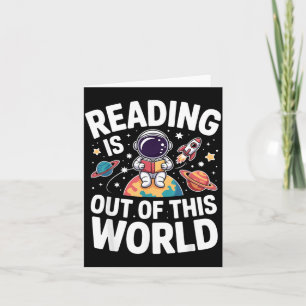 Cartão Ler é Fora deste Mundo Livros Divertidos de Espaço